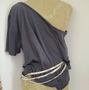 VTG Gutos W Germany 3‎ Tier Belt Silver Metal Chain & White Leather Sz M 30"-35"